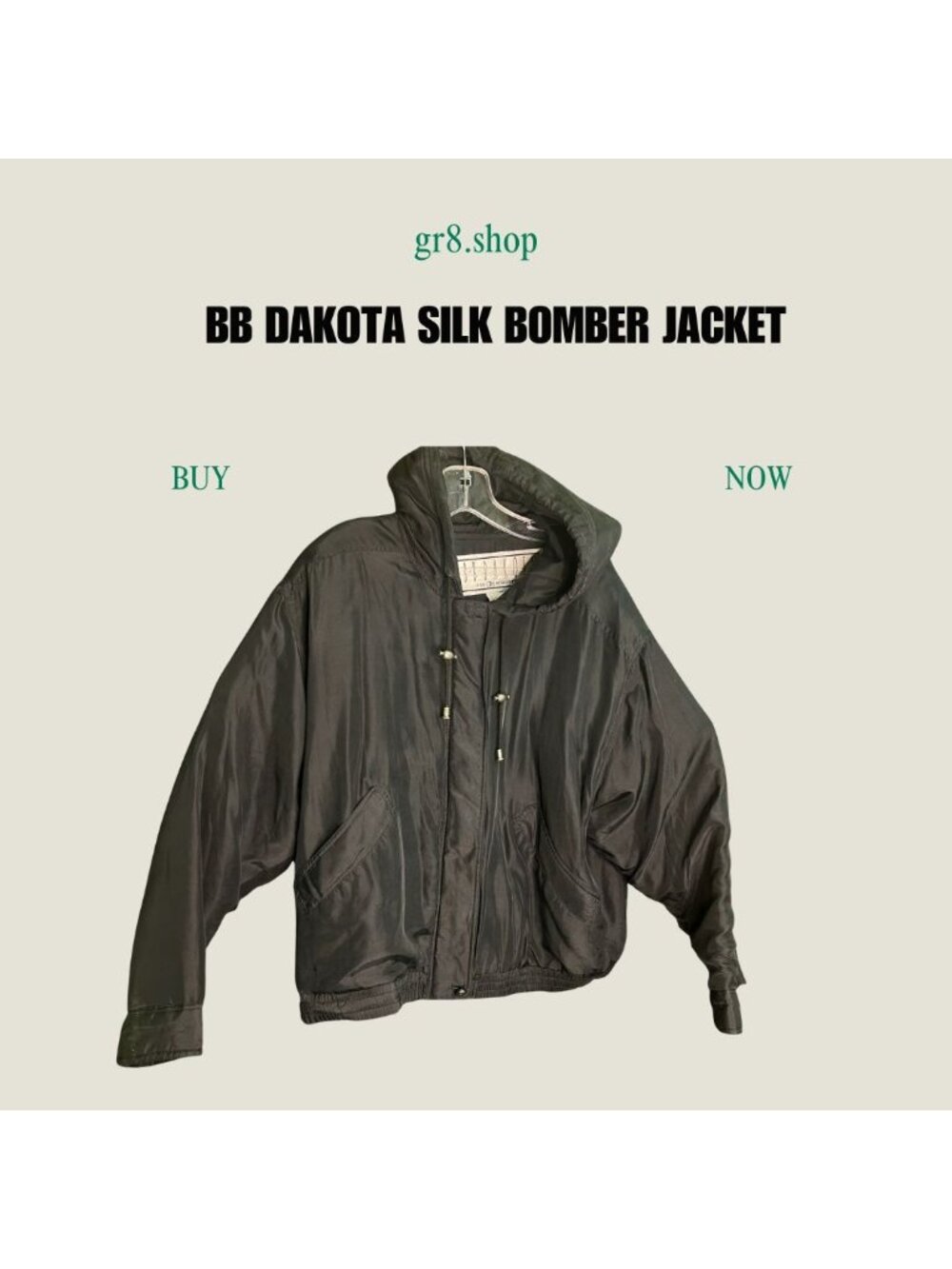 BB Dakota Silk Bomber Jacket For BP Nordstrom L Black Hooded Zip Front